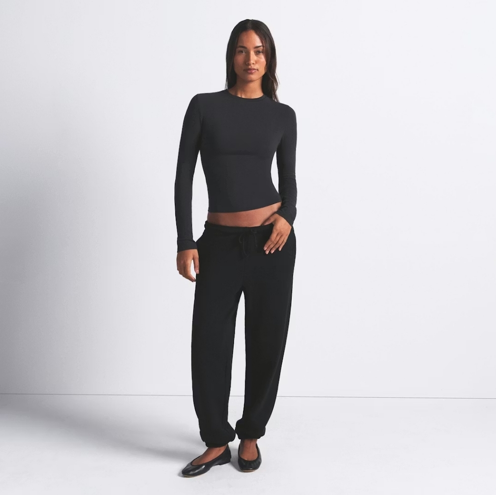 SKIMS Charcoal Long Sleeve Cotton Jersey T-Shirt